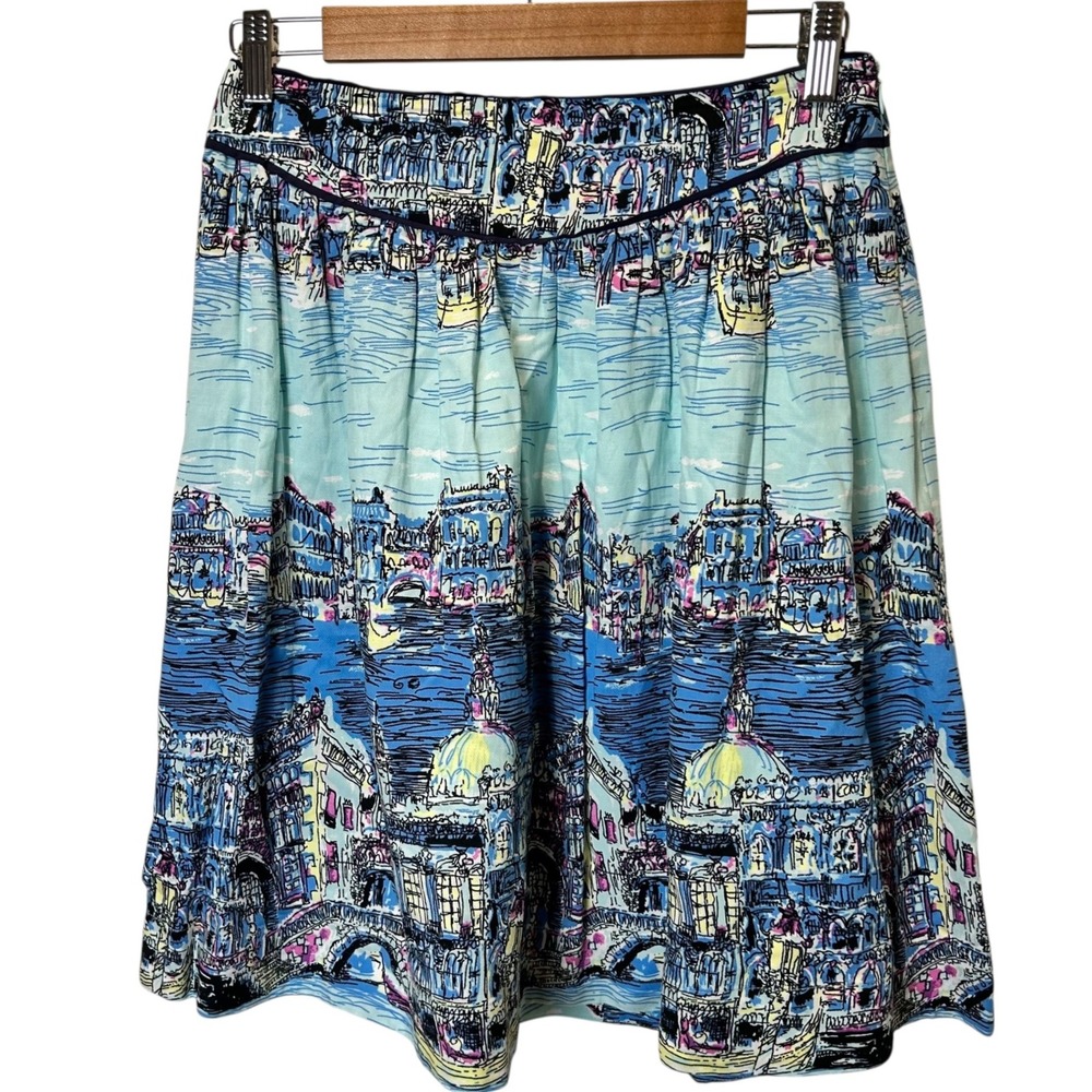 Anthropologie Conversations Venice City Print Skirt Dear Gondolier Sz 4 A-Line